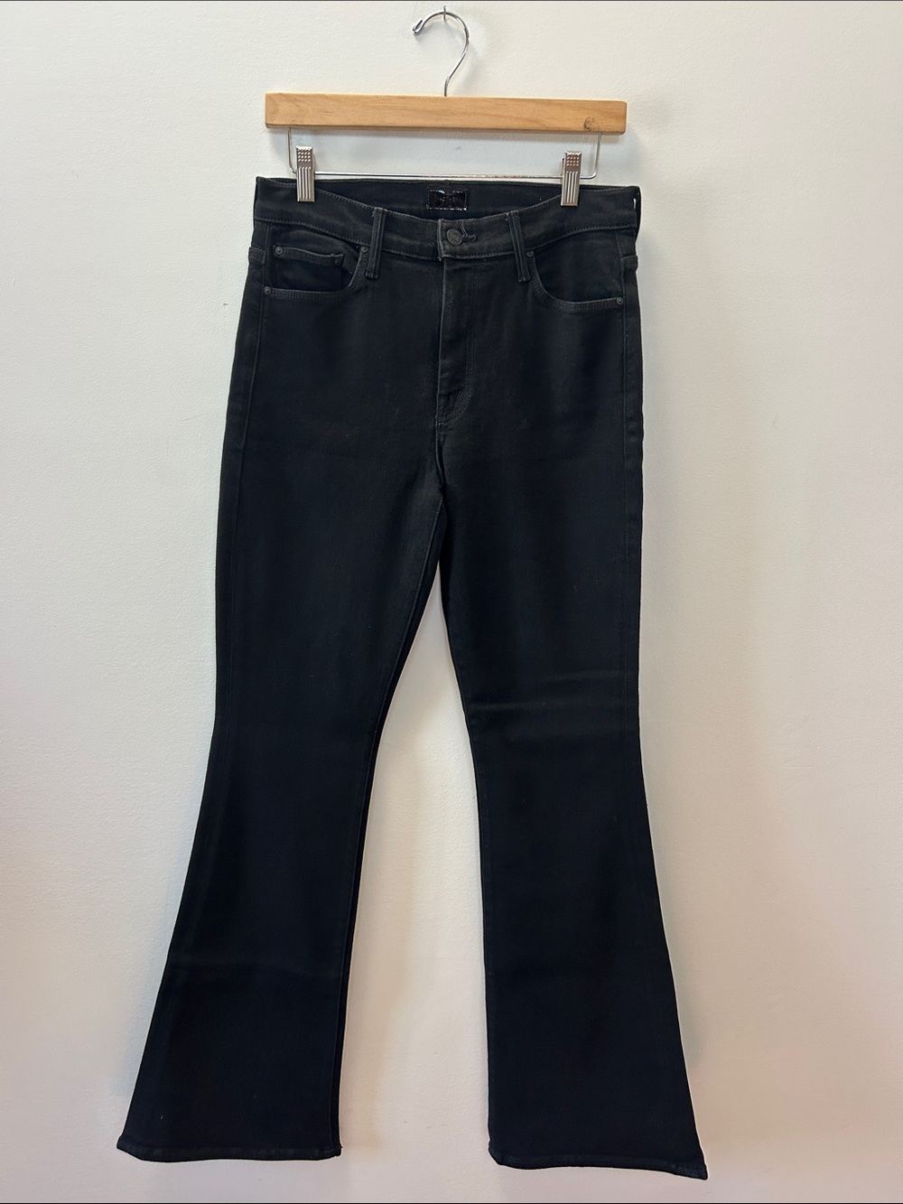 MOTHER Black High-Rise Flare Jeans